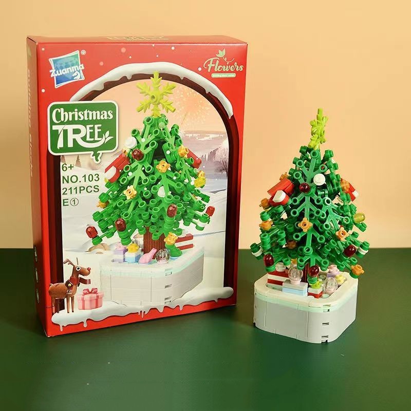 Christmas Tree Music Box Building Block Assembly Toy