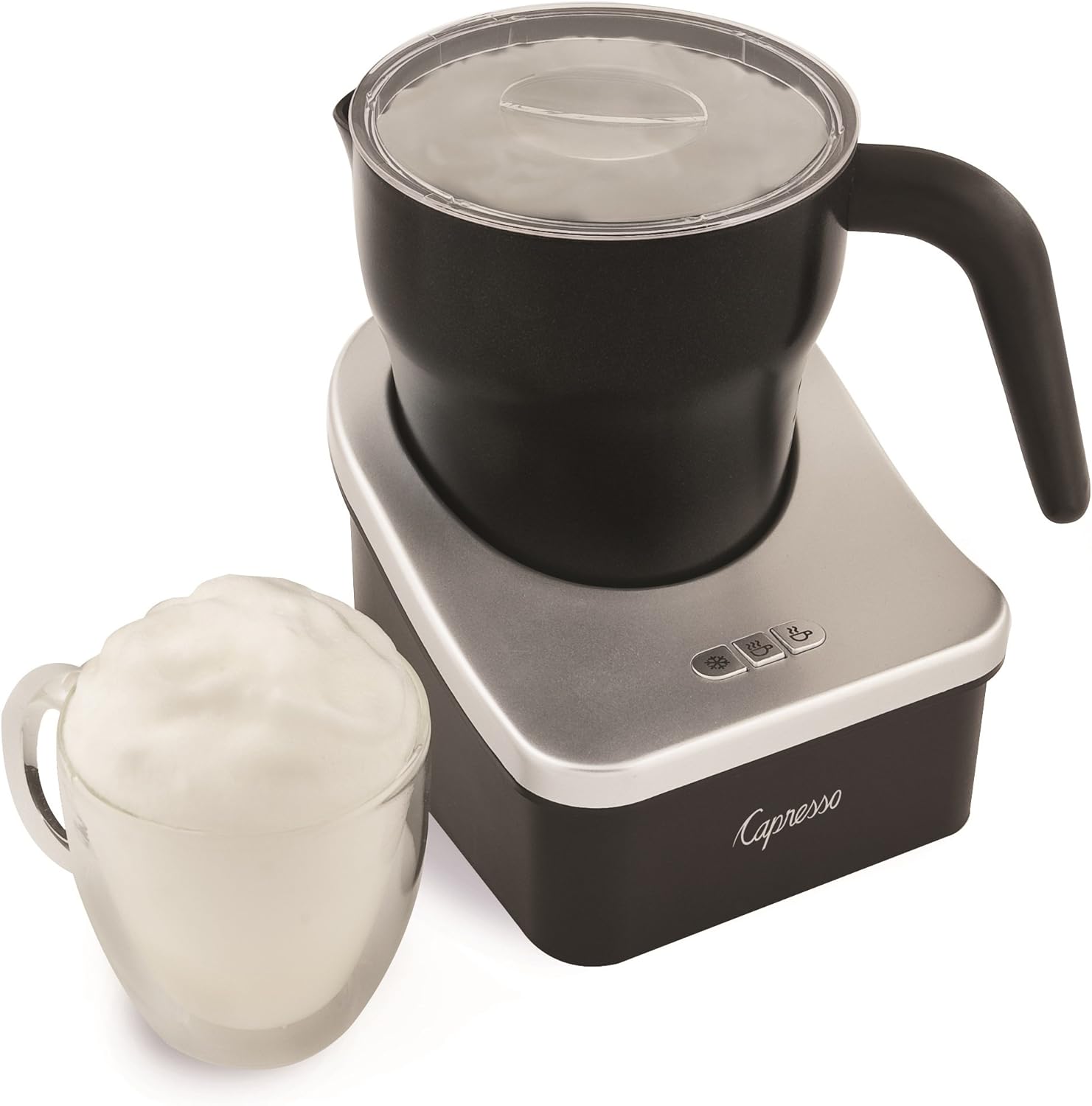 Electronics Capresso Froth Pro Milk Frother For Cappuccino, Espresso, Latte And Hot Chocolate, 7" X 5" X 6", Black/Matte Silver