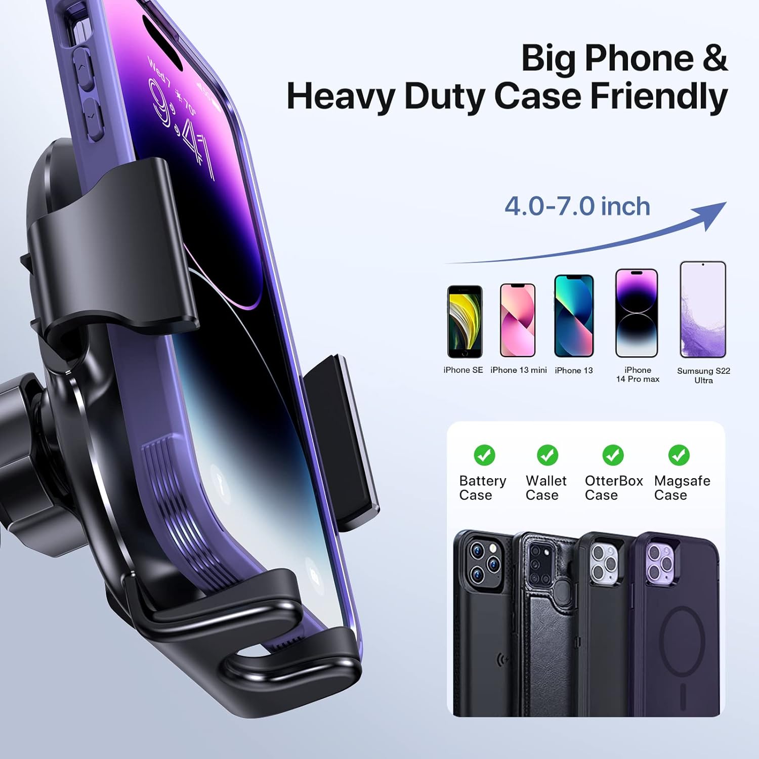 Miracase 3-in-1 Cell Phone Holders for Your Car, Universal Car Phone Holder Mount for Car Dashboard Windshield Compatible with iPhone 15 14 13 12 11 Pro Max Xs XR X, Galaxy Black