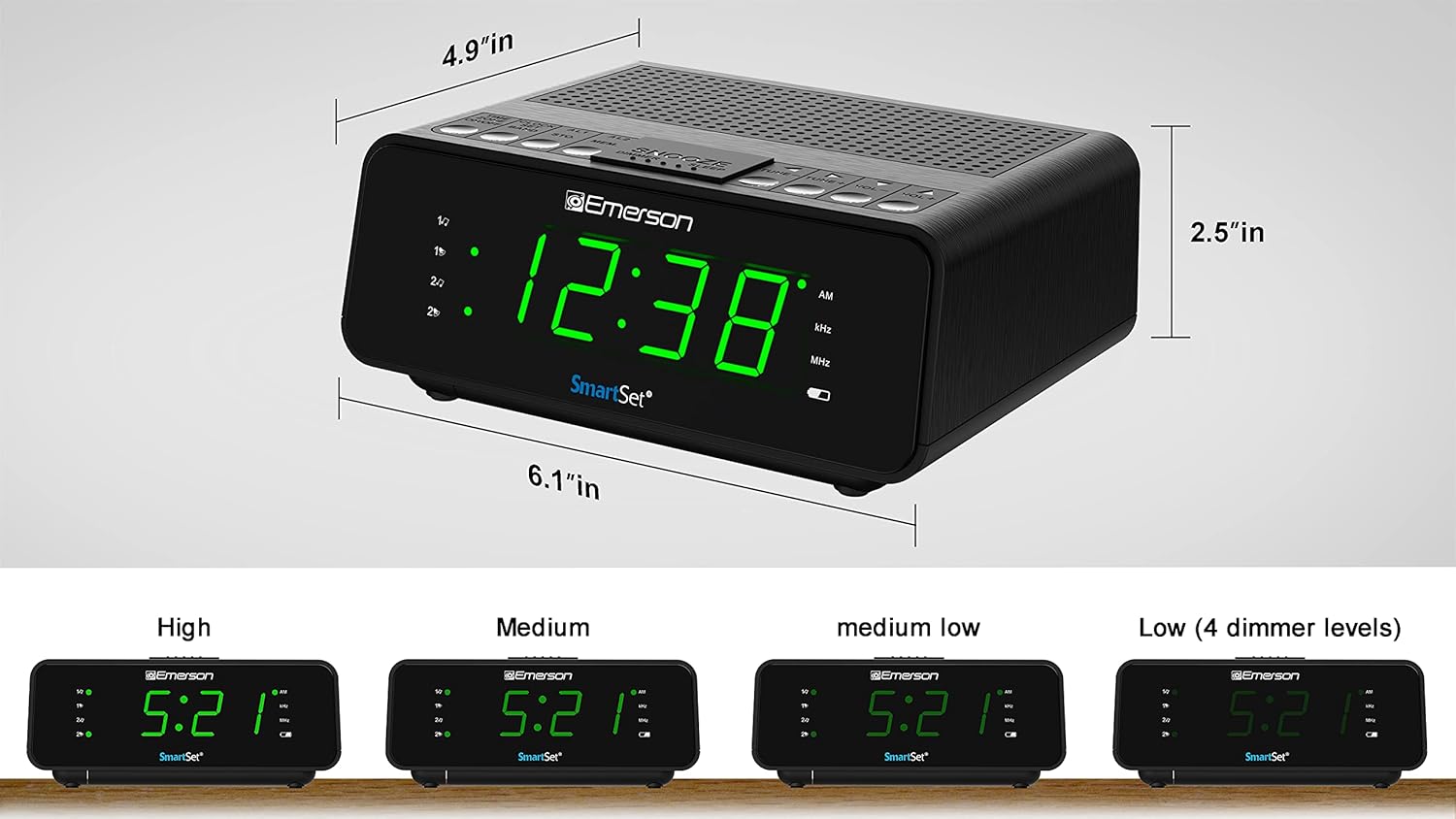 Electronics Emerson SmartSet Dual Alarm Clock Radio With AM/FM Radio