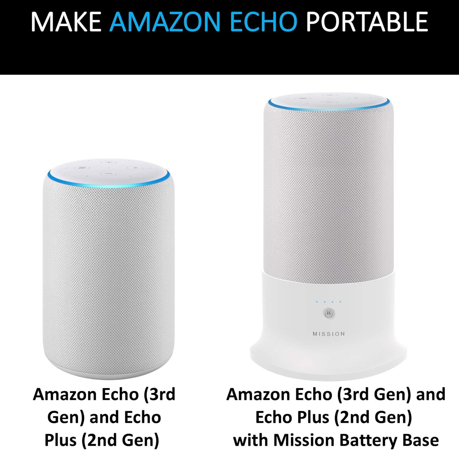 Electronics Mission Battery For Amazon Echo (3rd Generation) - White
