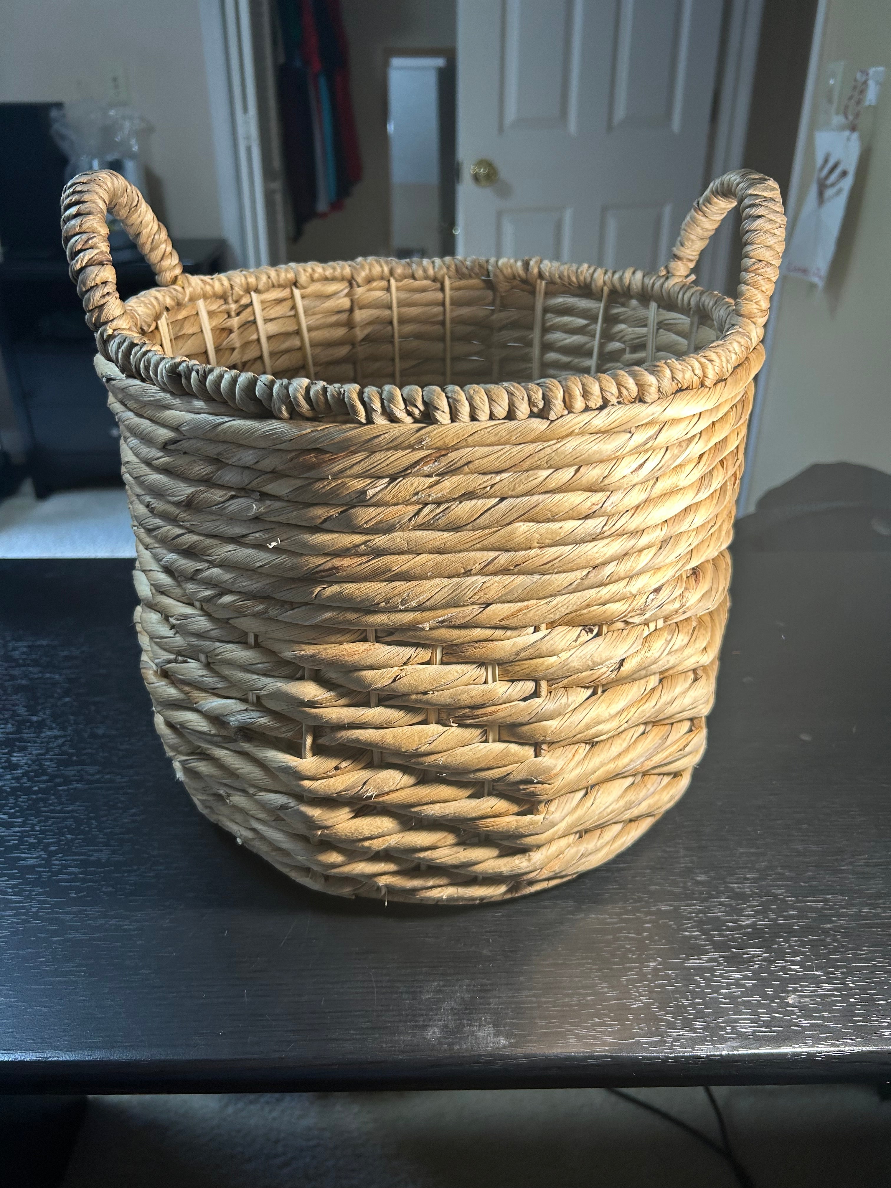 Electronics Round Wicker Basket