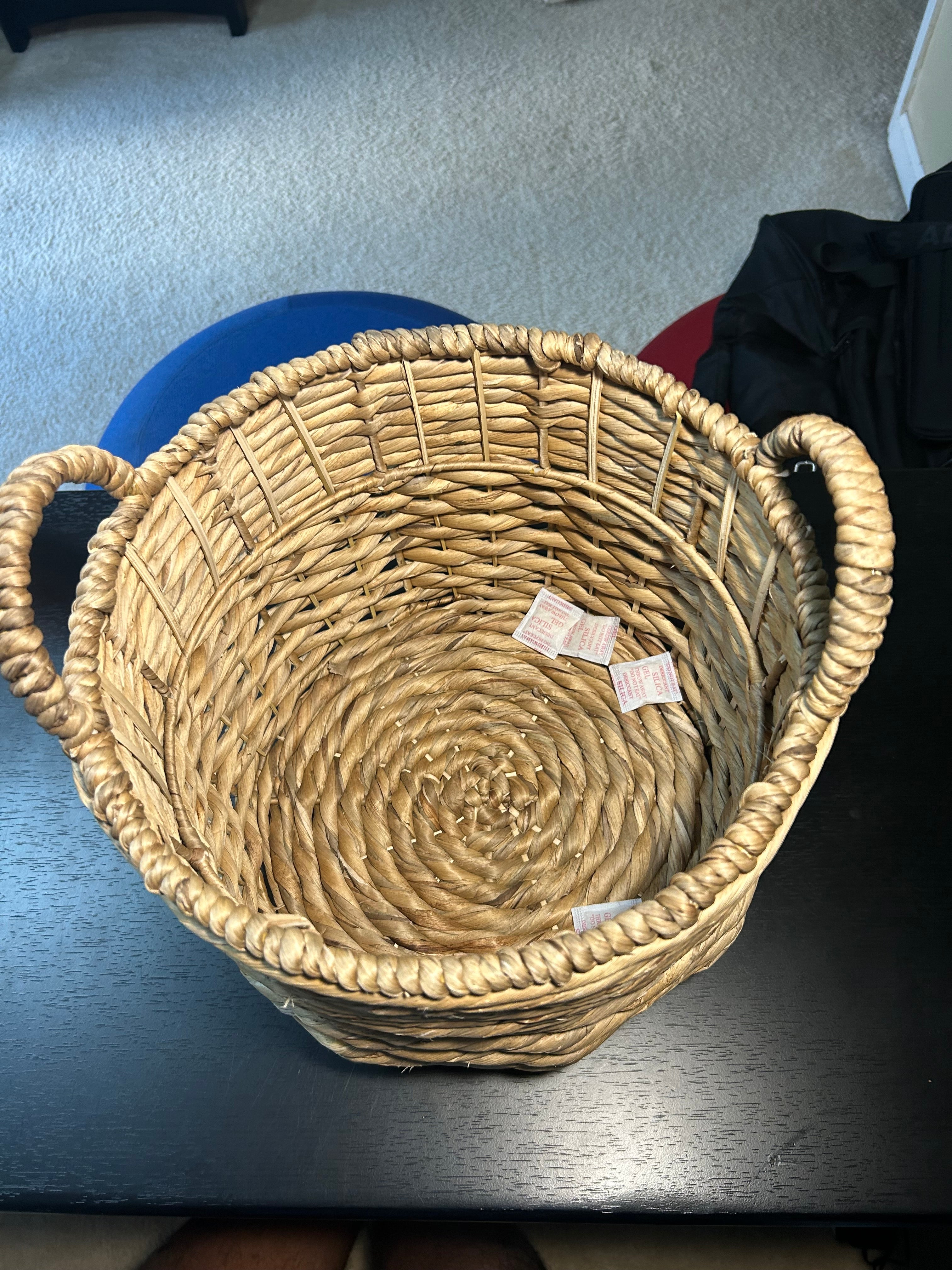 Electronics Round Wicker Basket