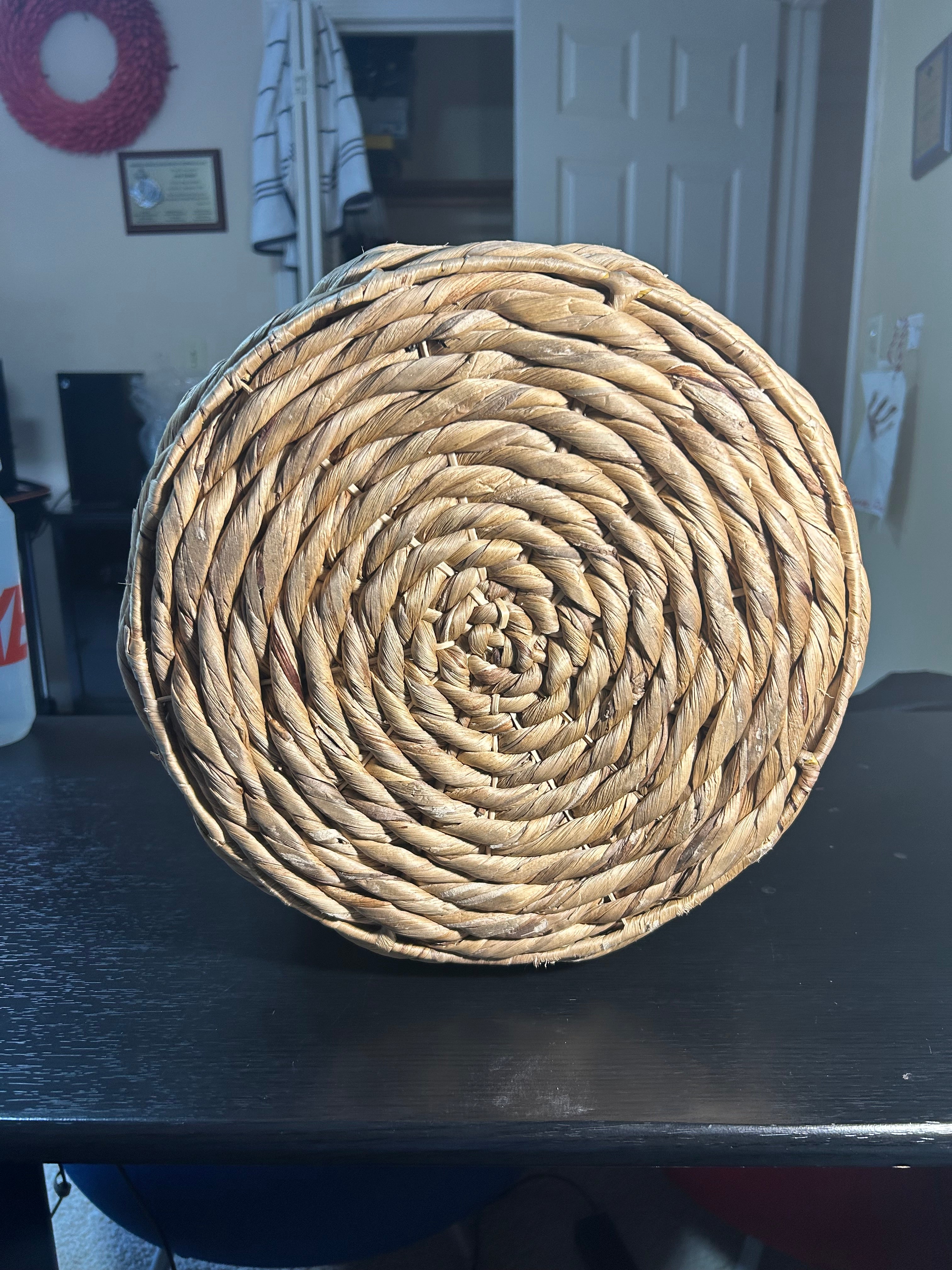 Electronics Round Wicker Basket