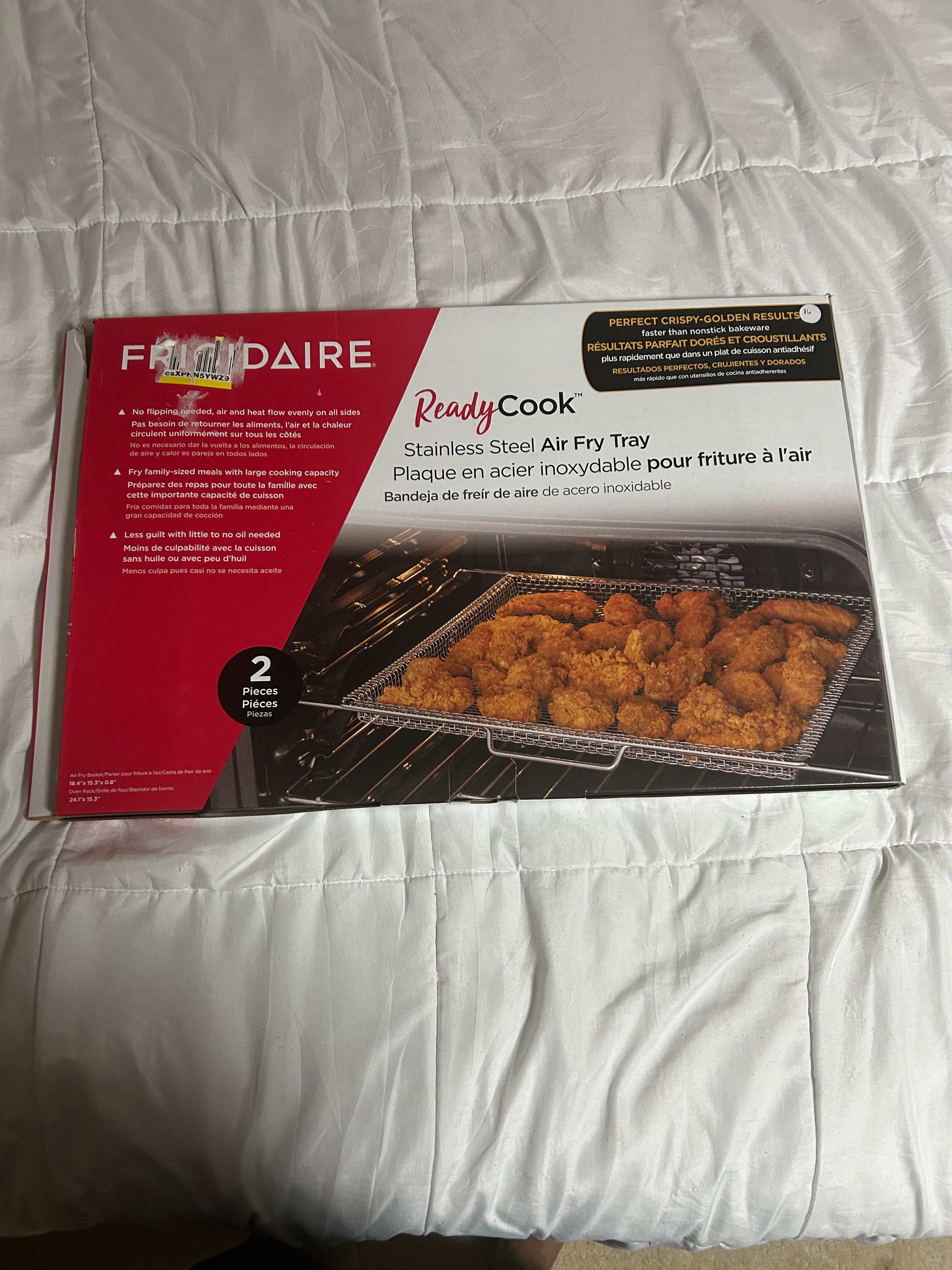Electronics Frigidaire AIRFRYTRAY Ready Cook Oven Insert, Silver Basket: 18.4” X 15.3” X 0.8”, Rack: 24.1” X 15.3”, 15.2 Ounces