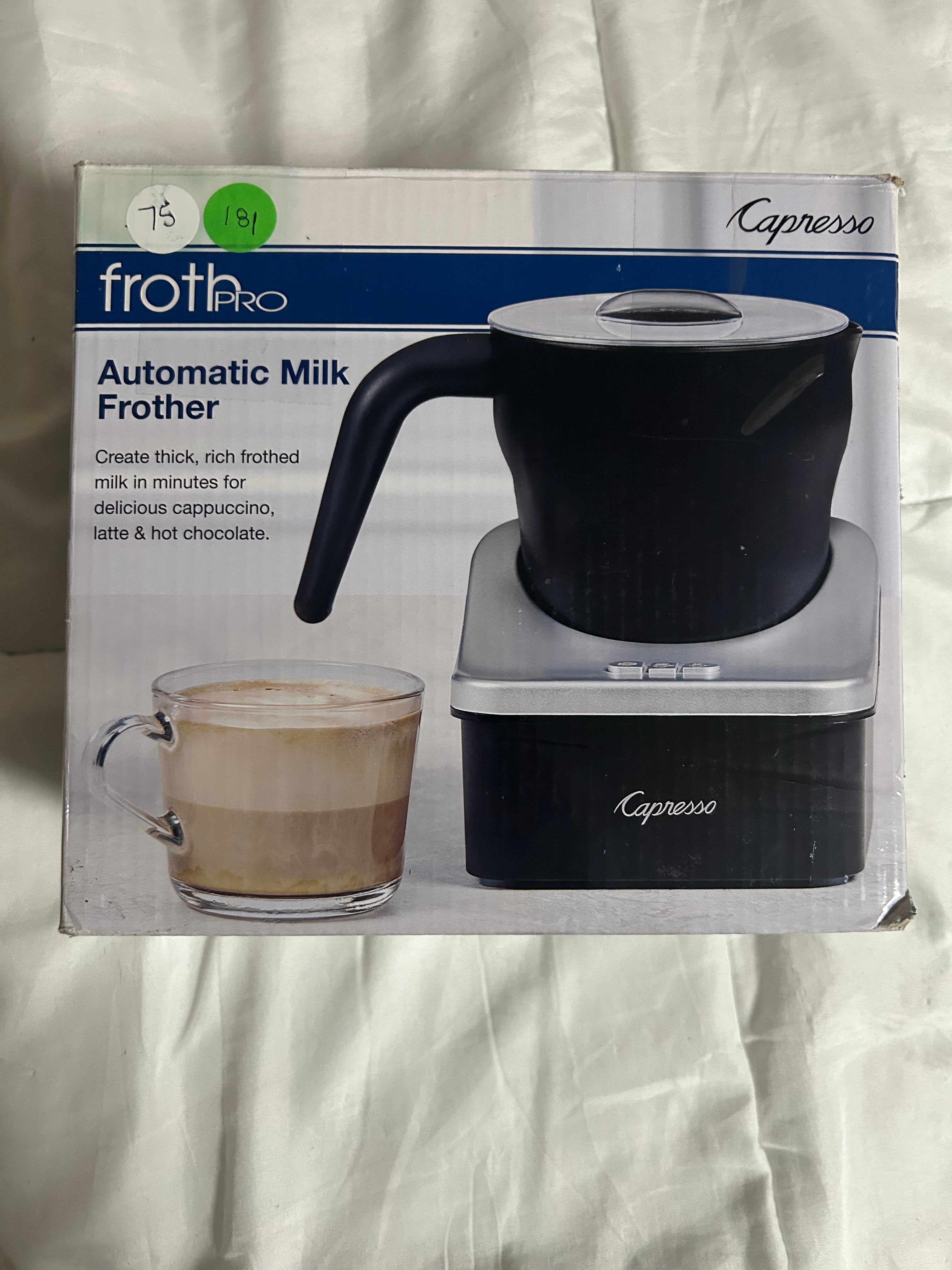 Electronics Capresso Froth Pro Milk Frother For Cappuccino, Espresso, Latte And Hot Chocolate, 7" X 5" X 6", Black/Matte Silver