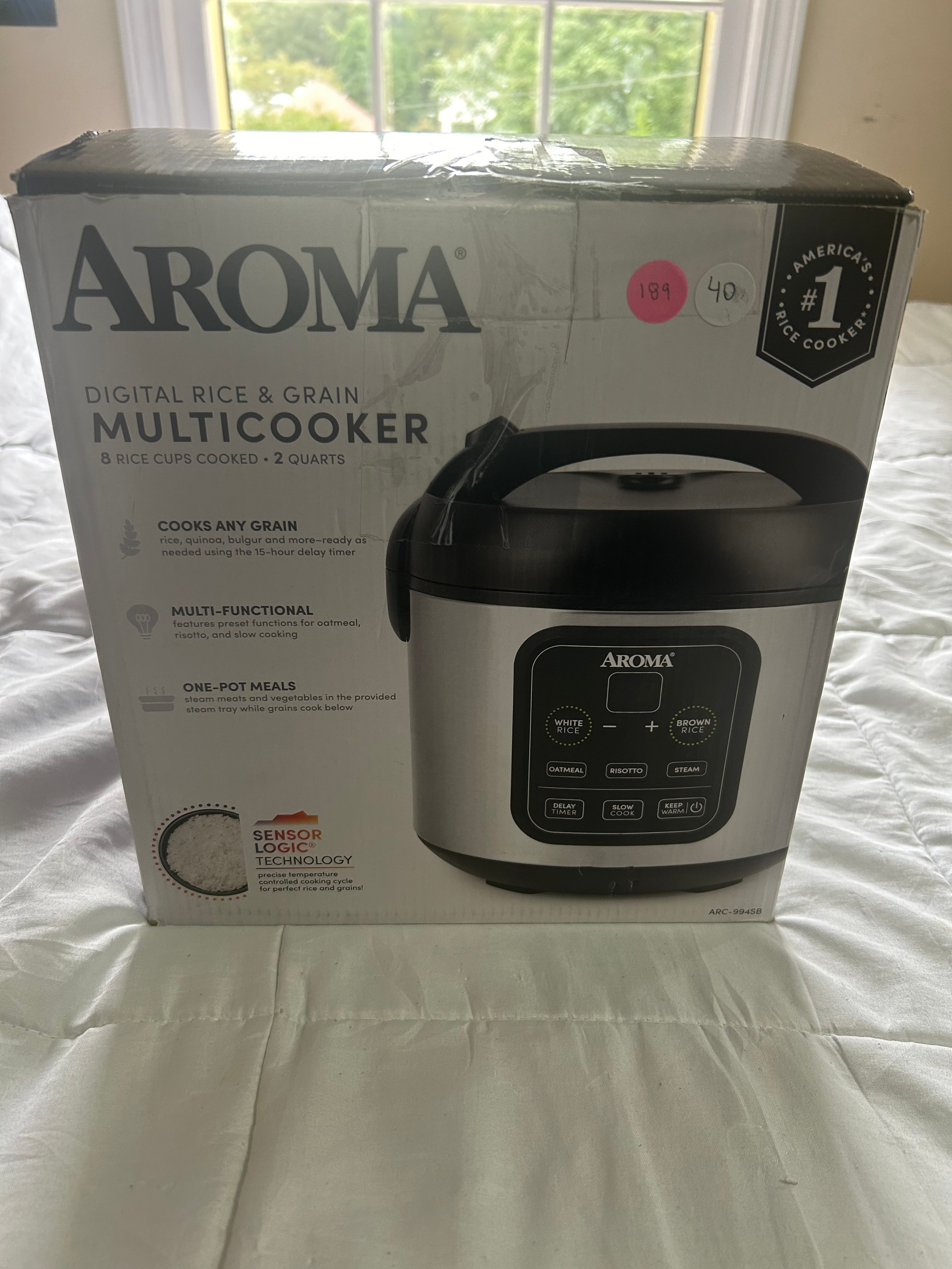 Electronics Aroma® 8-Cup (Cooked)/2Qt. Digital Rice & Grain Multicooker, Black, New, ARC-994SB