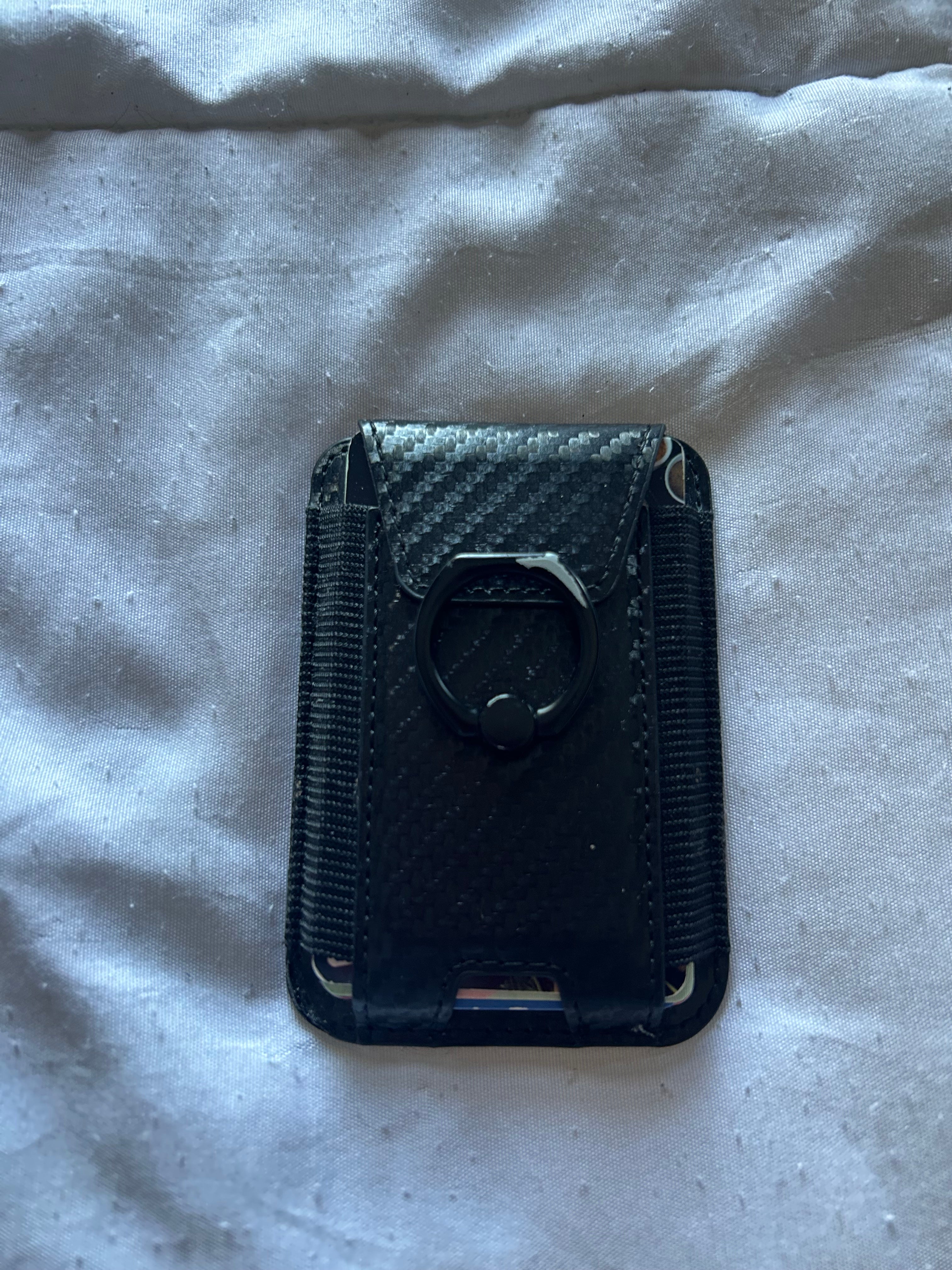 Electronics KPNEOL Magnetic Wallet Card Holder for iPhone 15/14/13/12 Series, 360°Rotation Finger Ring Kickstand, RFID Blocking, Store 7 Cards, Cell Phone Sleeves Mag-Safe Wallet Carbon Fibre Black