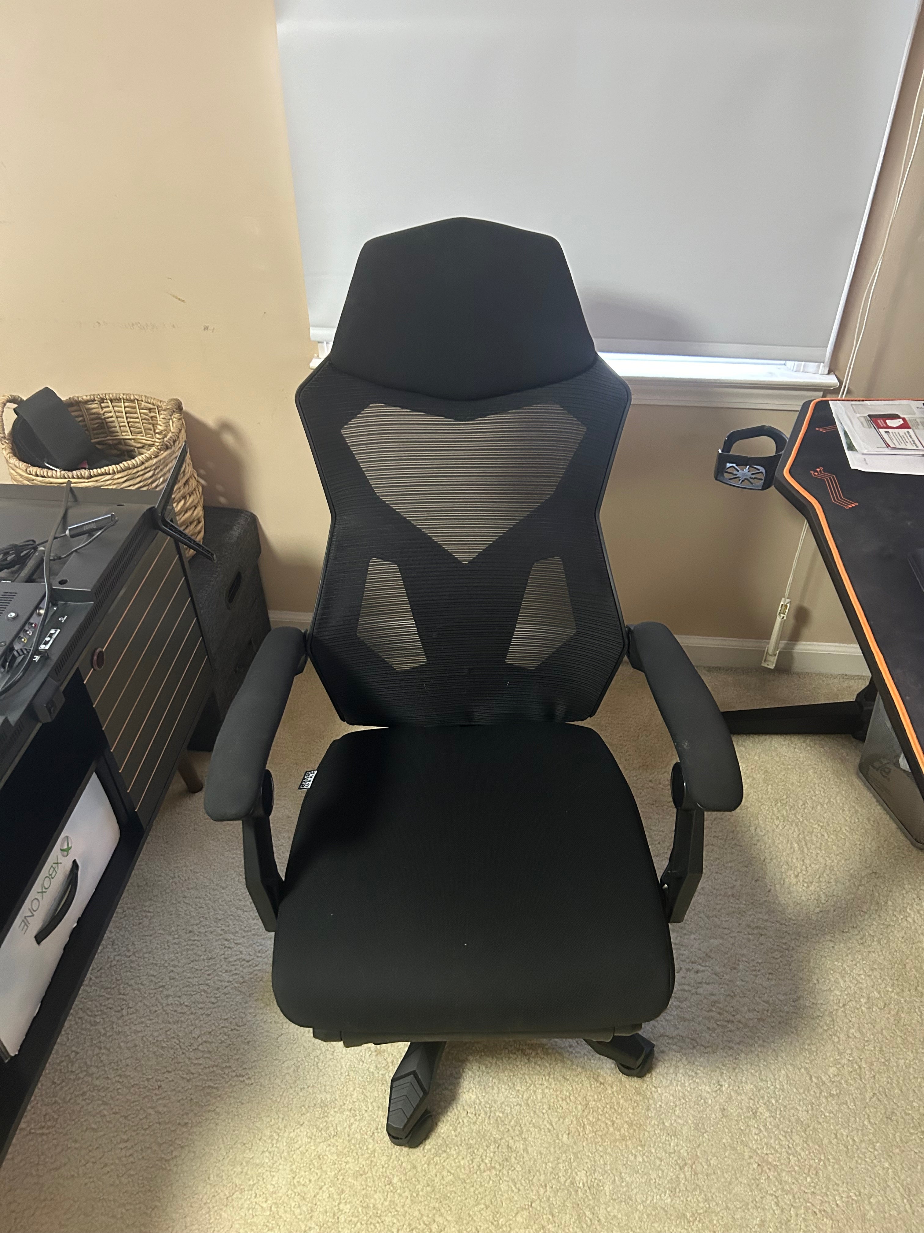 Electronics Gamer Gear Gaming Office Chair With Extendable Leg Rest Black Fabric Upholstery
