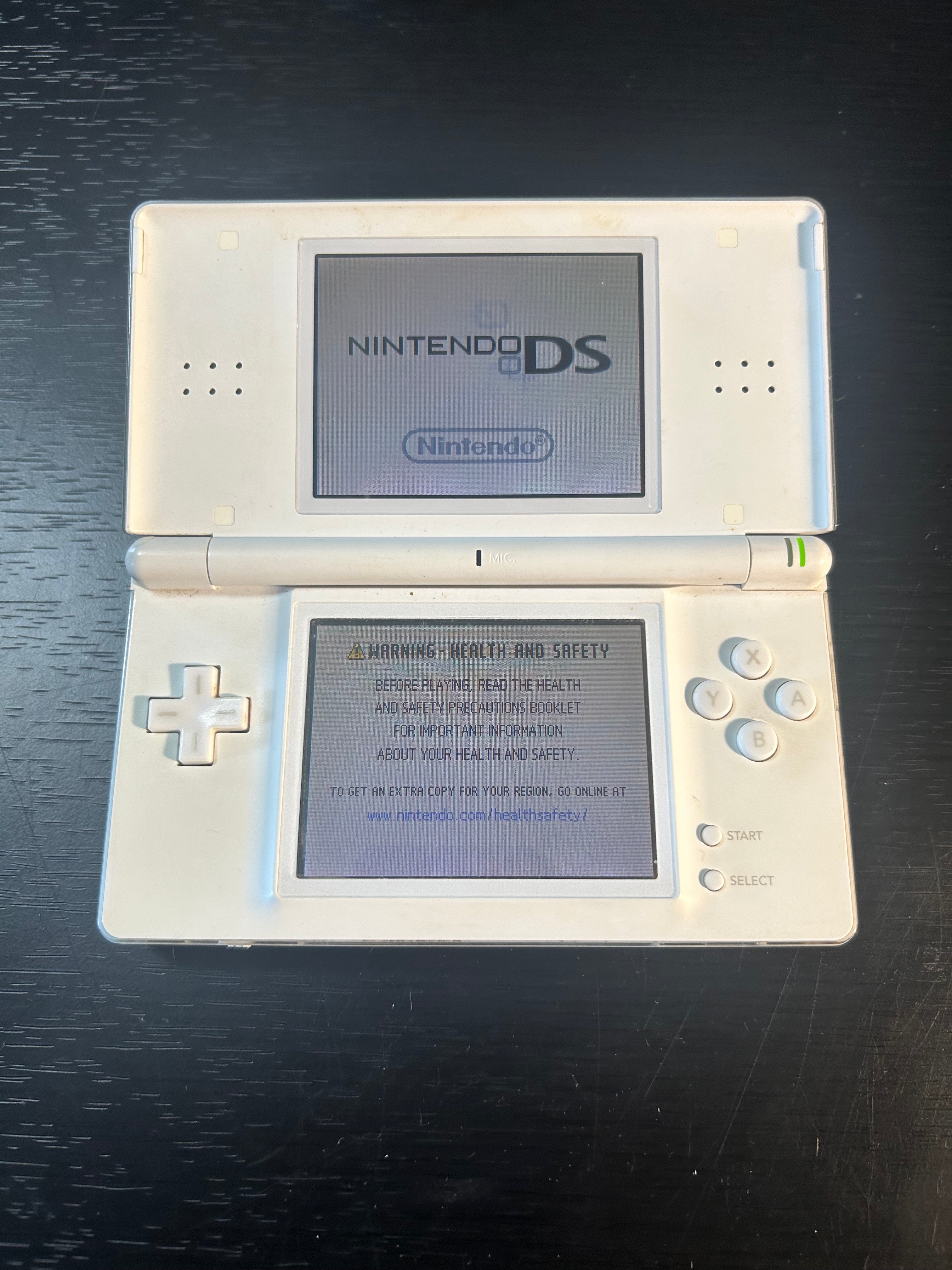 Nintendo DS Lite Polar White Console Only Missing Stylus, GBA Slot 2 Dust Cover, and Charger