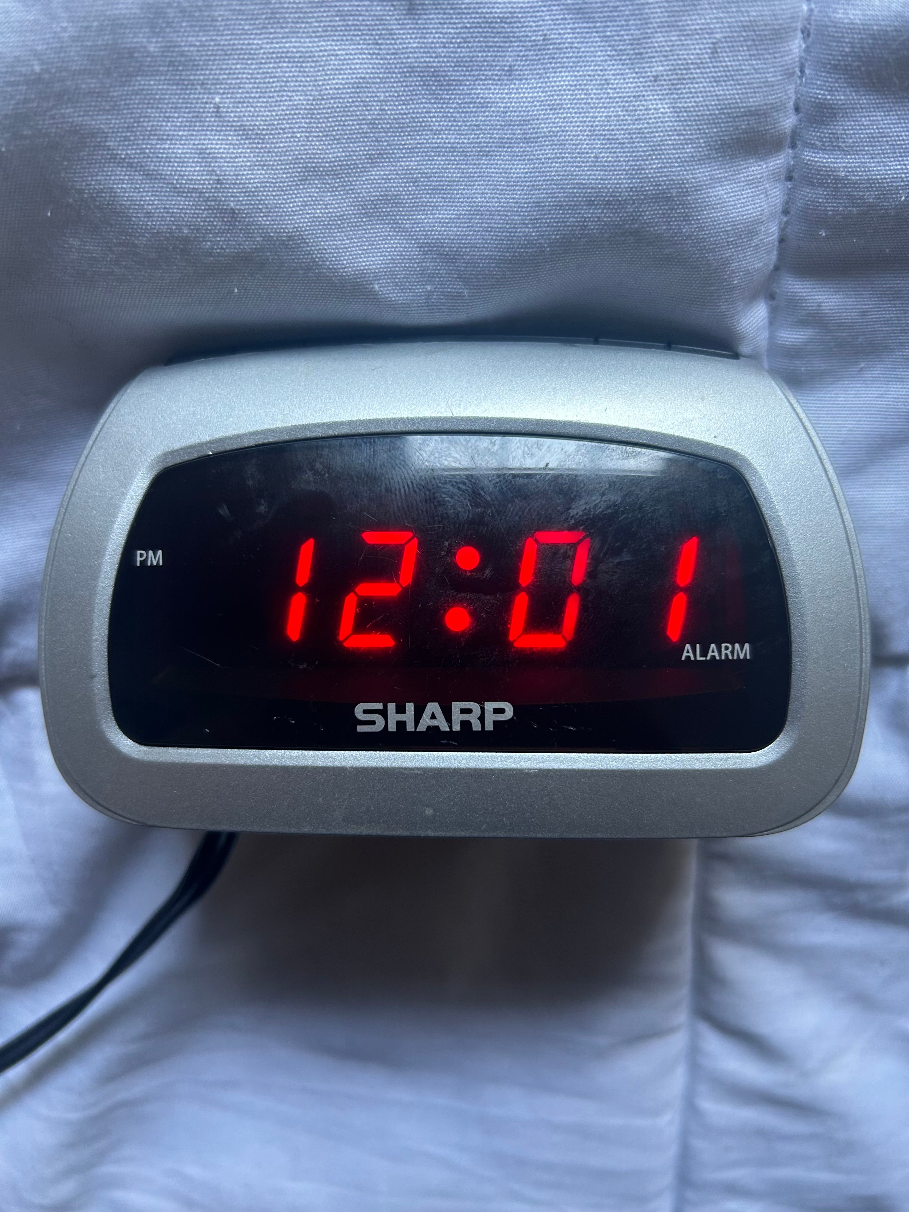 Electronics SHARP Digital Alarm Clock, Cosmic Silver, Easy to Set Controls, Red LED Display